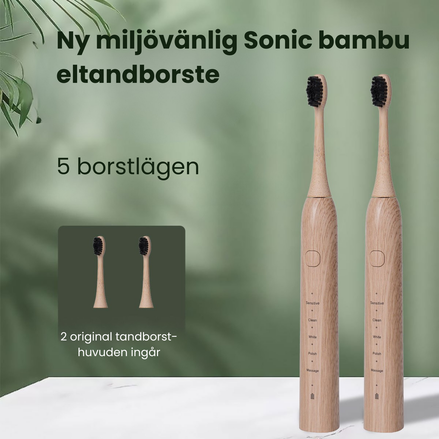 NYHET! Eltandborste i bambu REA 50%