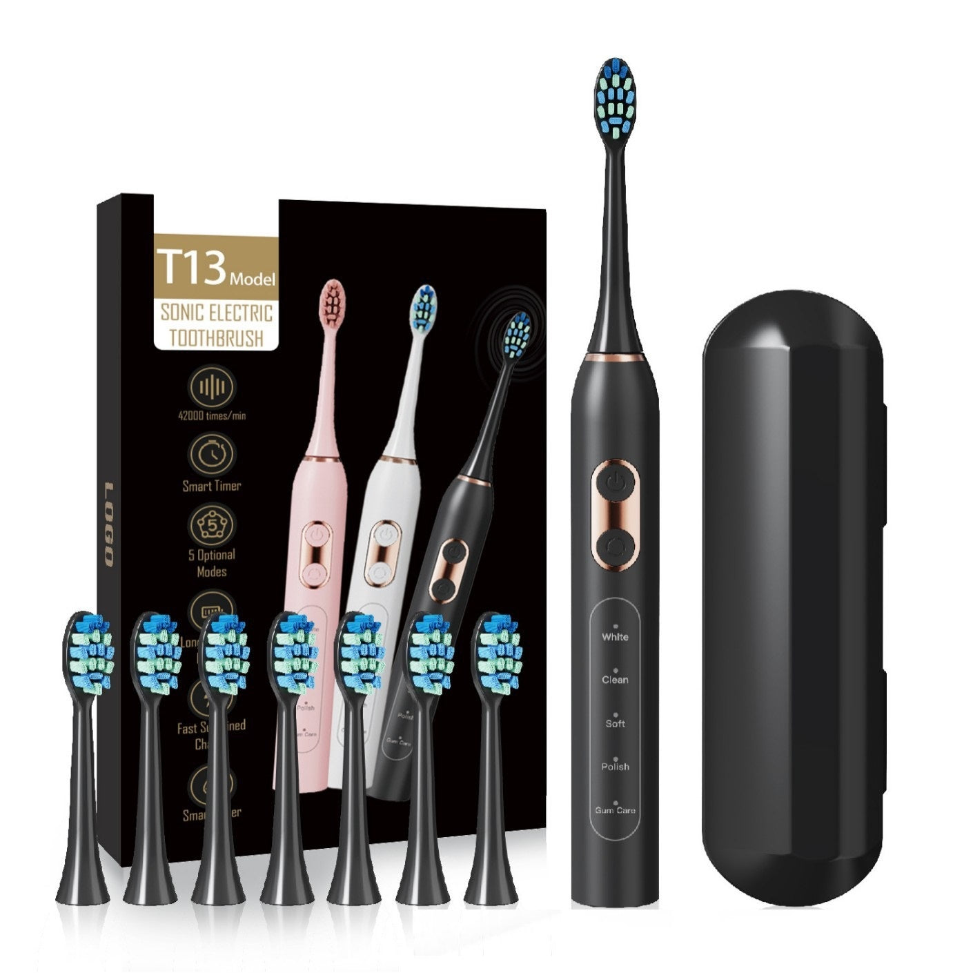 Sonisk tandborste T13 + 8 borstar REA 50%