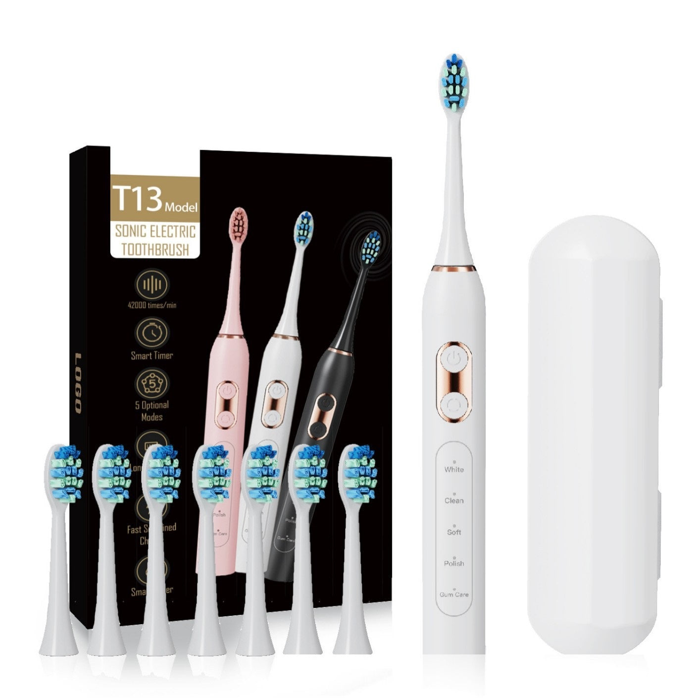 Sonisk tandborste T13 + 8 borstar REA 50%